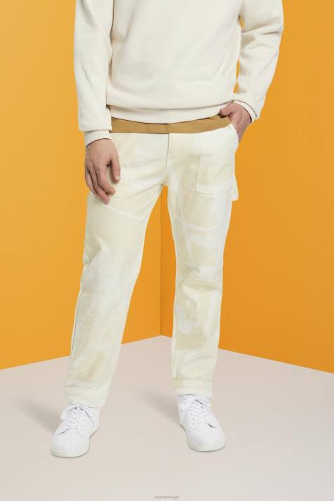calças bege homens Esprit calça cargo reta com estampa NBHL675