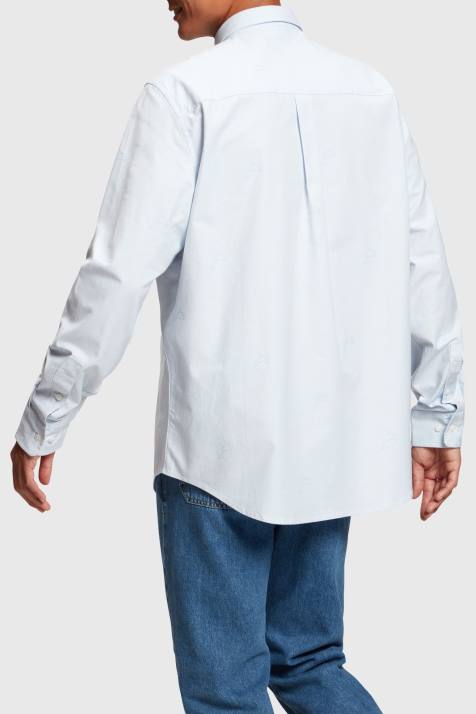 camisas azul claro homens Esprit camisa oxford com estampa toda relaxada NBHL795