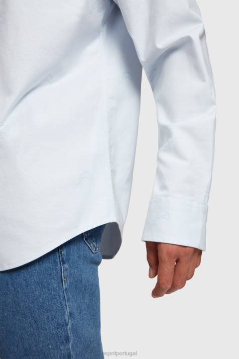 camisas azul claro homens Esprit camisa oxford com estampa toda relaxada NBHL795