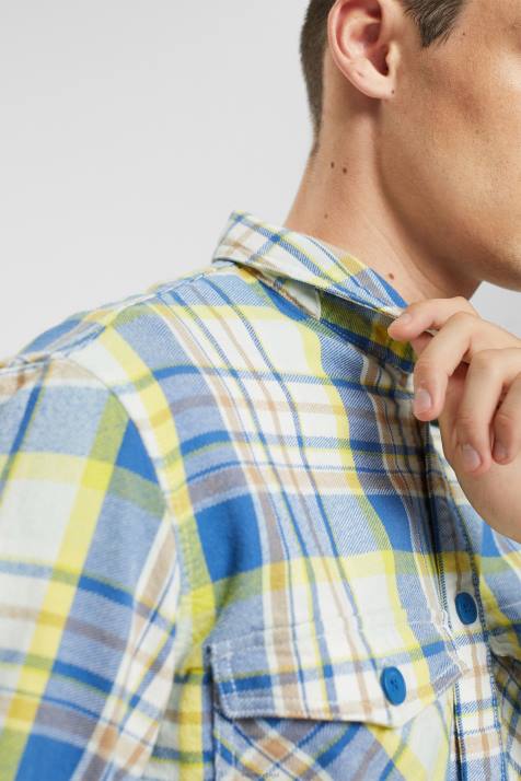 camisas azul homens Esprit camisa xadrez NBHL886