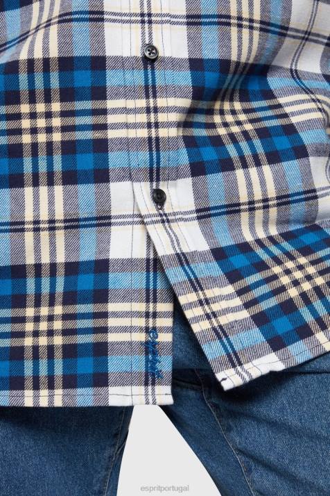 camisas azul homens Esprit camisa xadrez de flanela NBHL793