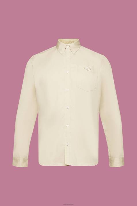 camisas bege homens Esprit camisa de algodão com botões NBHL659