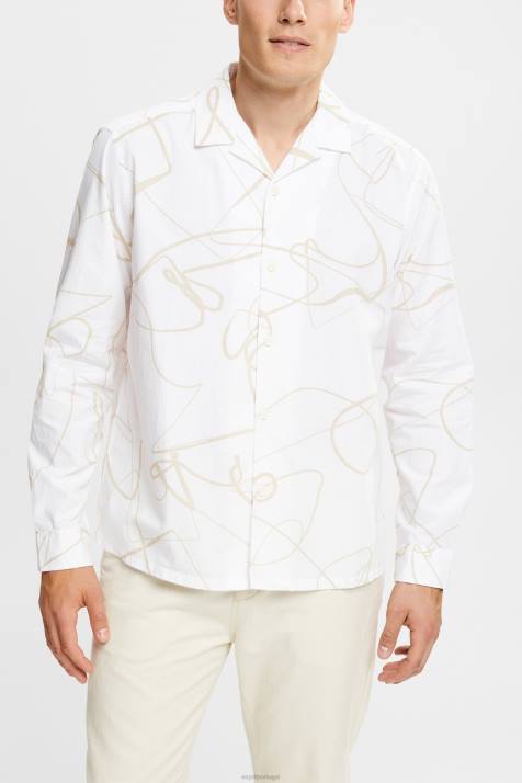 camisas branco homens Esprit camisa com estampa NBHL909