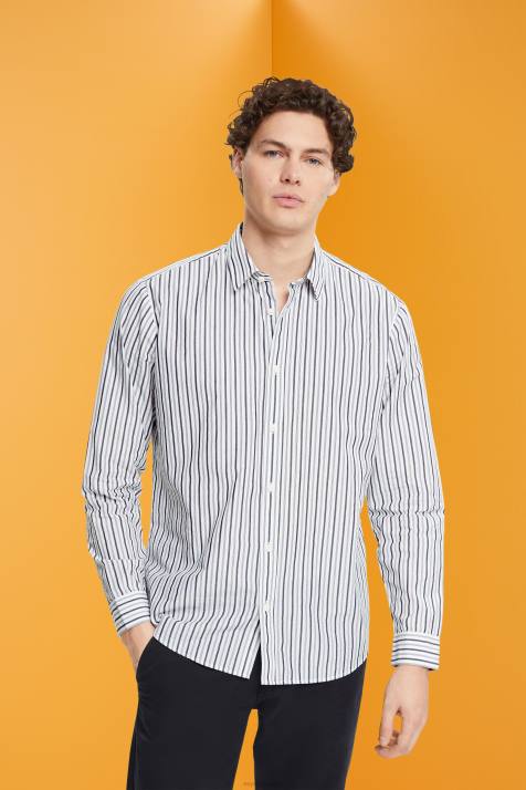 camisas branco homens Esprit camisa listrada NBHL786