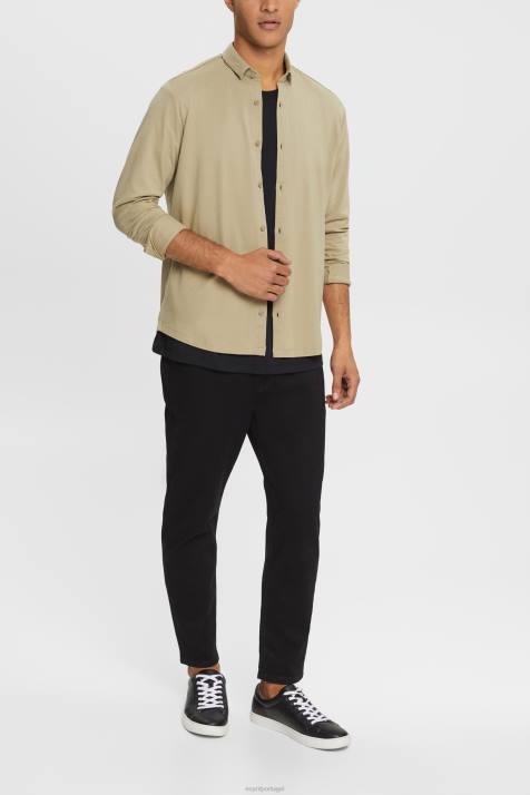 camisas cáqui claro homens Esprit camisa de jérsei NBHL888