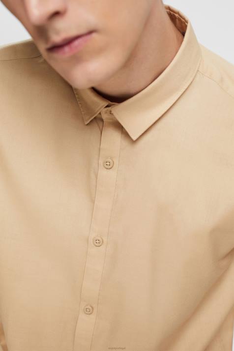 camisas creme bege homens Esprit camisa justa NBHL854