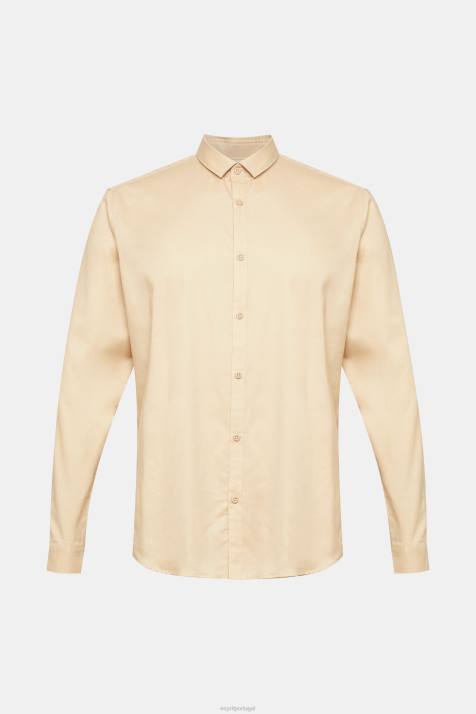 camisas creme bege homens Esprit camisa justa NBHL854