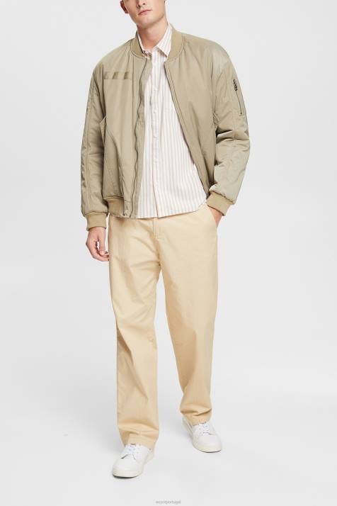 camisas creme bege homens Esprit camisa listrada NBHL871