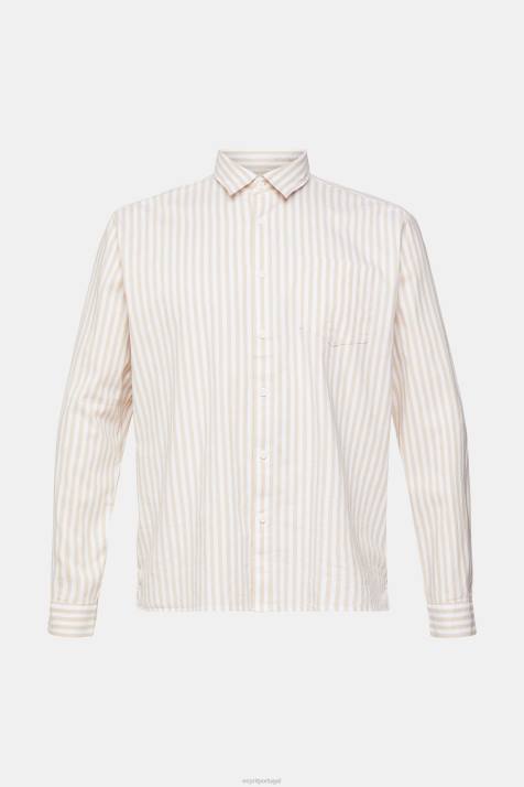 camisas creme bege homens Esprit camisa listrada NBHL871