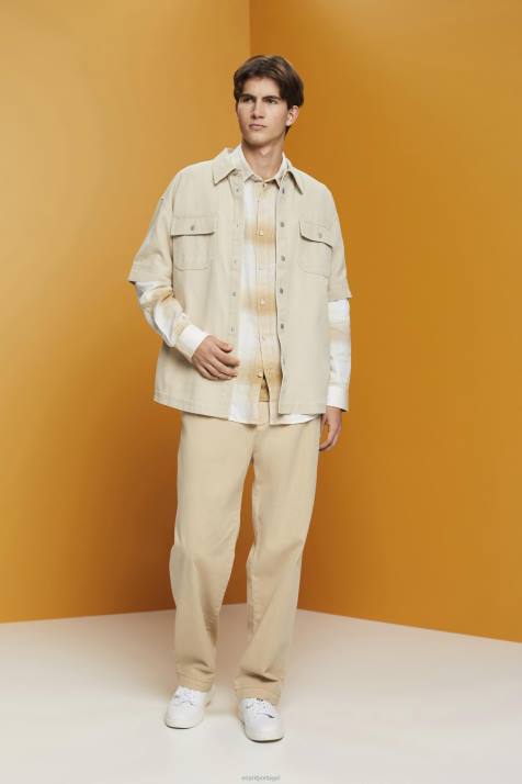 camisas gelo homens Esprit camisa xadrez xadrez mesclada de algodão e cânhamo NBHL714