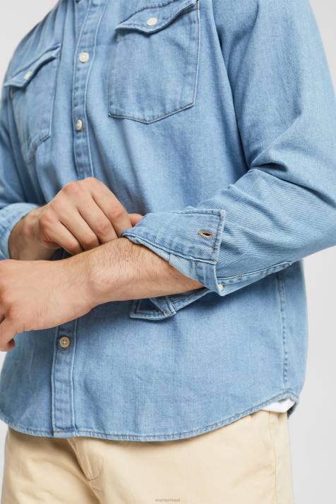 camisas lavagem com luz azul homens Esprit camisa jeans NBHL834