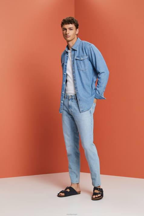 camisas lavagem com luz azul homens Esprit camisa jeans de algodão NBHL732