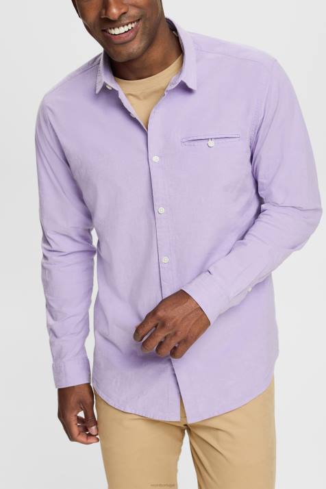 camisas lilás homens Esprit camisa justa NBHL912