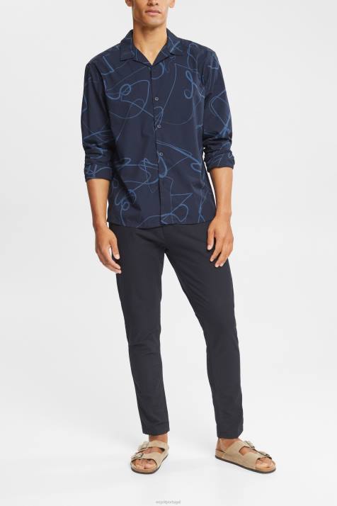 camisas marinha homens Esprit camisa com estampa NBHL910