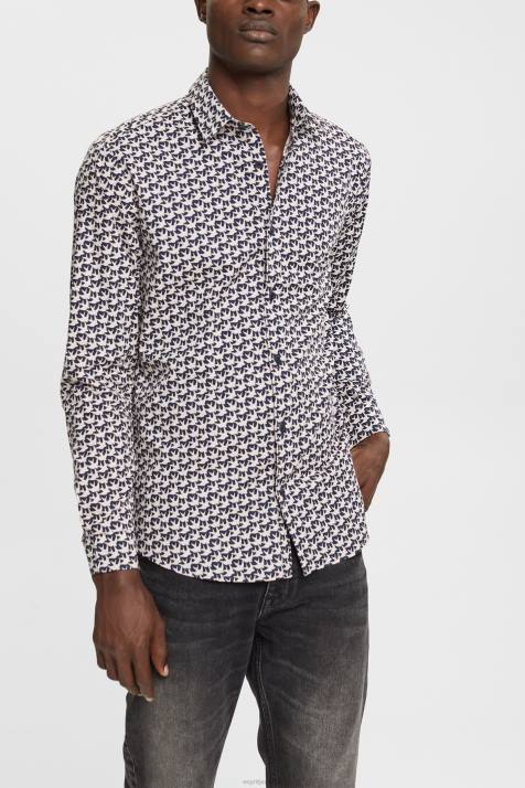 camisas marinha homens Esprit camisa com estampa completa NBHL881