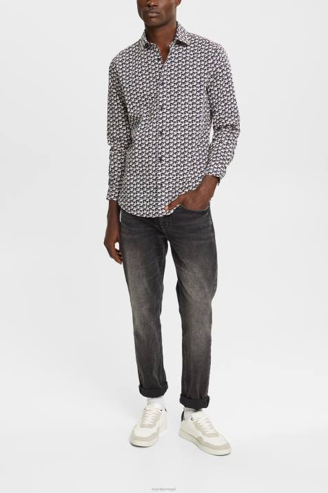camisas marinha homens Esprit camisa com estampa completa NBHL881