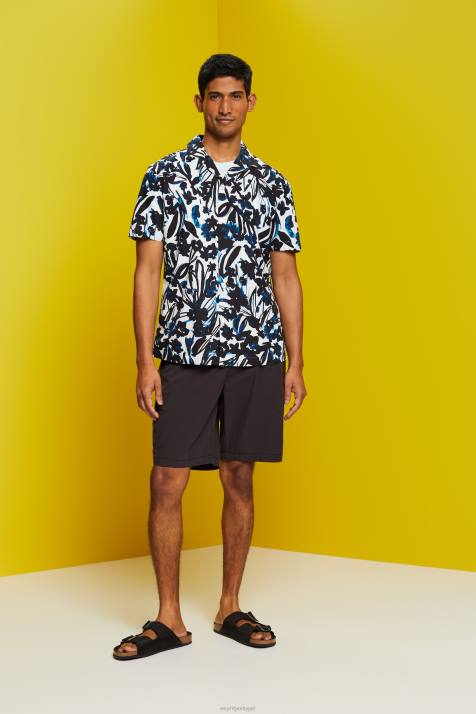 camisas marinha homens Esprit camisa estampada manga curta, 100% algodão NBHL613