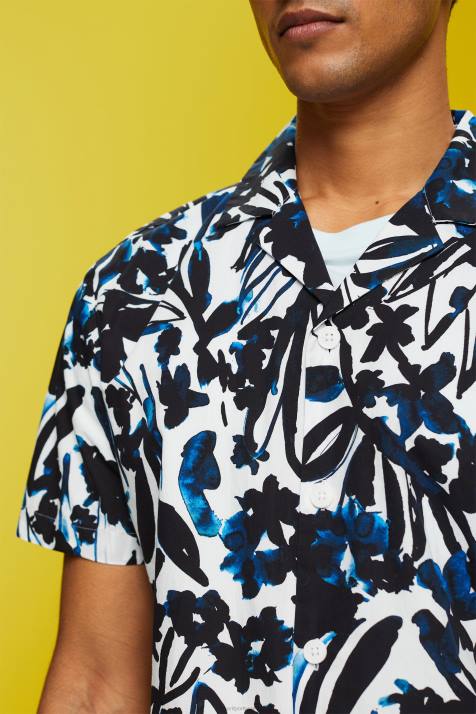 camisas marinha homens Esprit camisa estampada manga curta, 100% algodão NBHL613