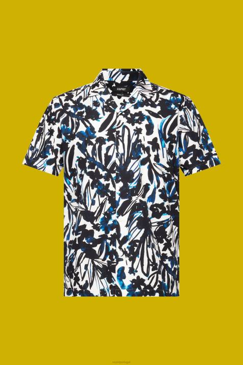 camisas marinha homens Esprit camisa estampada manga curta, 100% algodão NBHL613