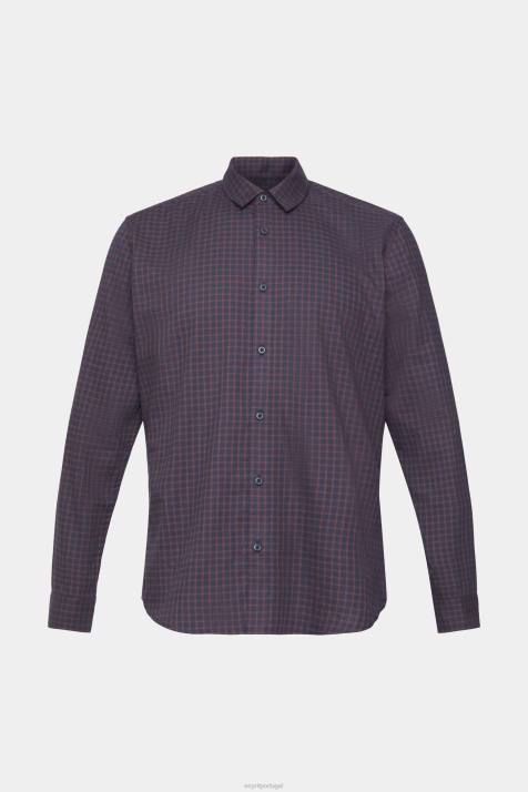 camisas marinha homens Esprit camisa xadrez slim fit NBHL689