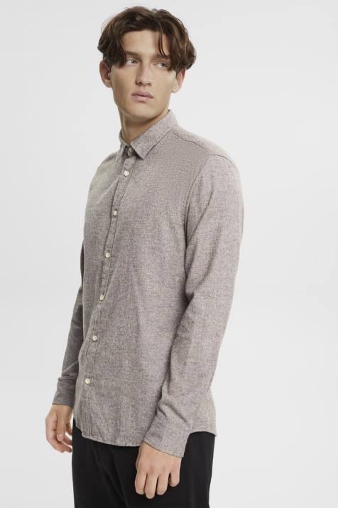 camisas marrom escuro homens Esprit camisa justa NBHL700