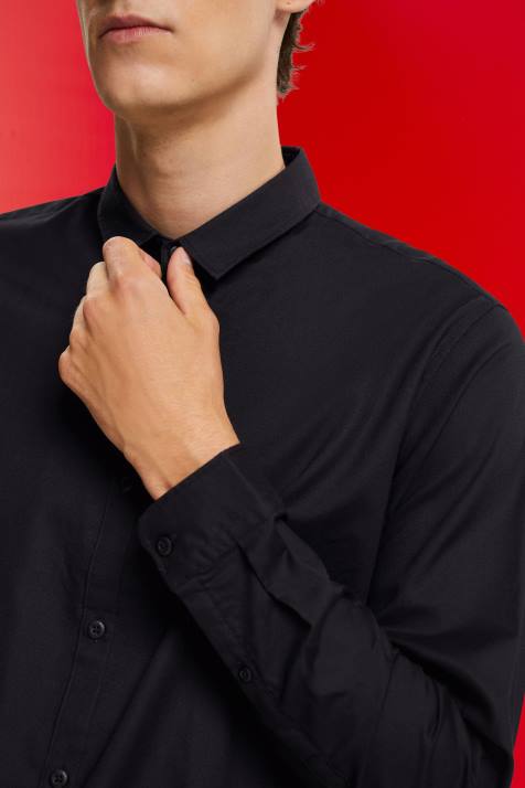 camisas preto homens Esprit camisa justa NBHL853