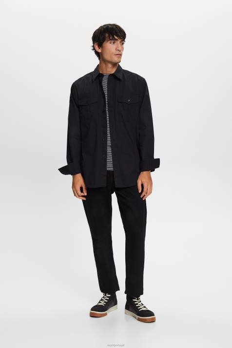 camisas preto homens Esprit camisa utilitária, 100% algodão NBHL571