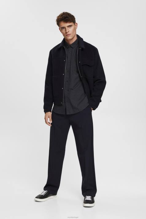 camisas preto homens Esprit camisa xadrez slim fit NBHL687