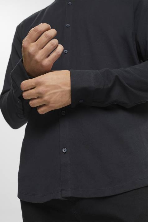 camisas preto homens Esprit jersey manga longa, 100% algodão NBHL679