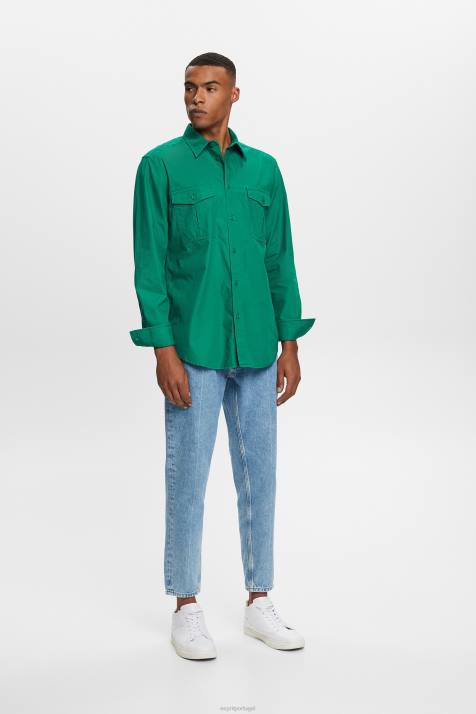 camisas verde escuro homens Esprit camisa utilitária, 100% algodão NBHL572