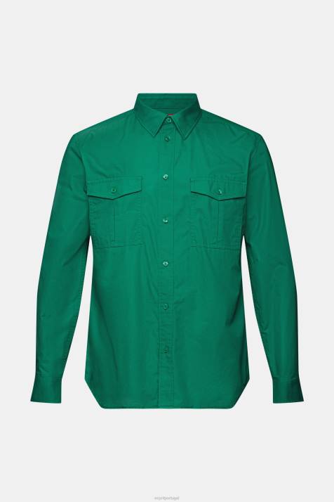 camisas verde escuro homens Esprit camisa utilitária, 100% algodão NBHL572
