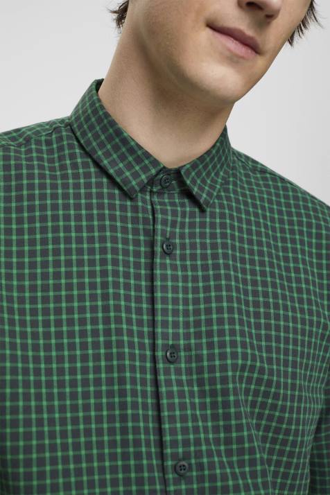 camisas verde escuro homens Esprit camisa xadrez slim fit NBHL688