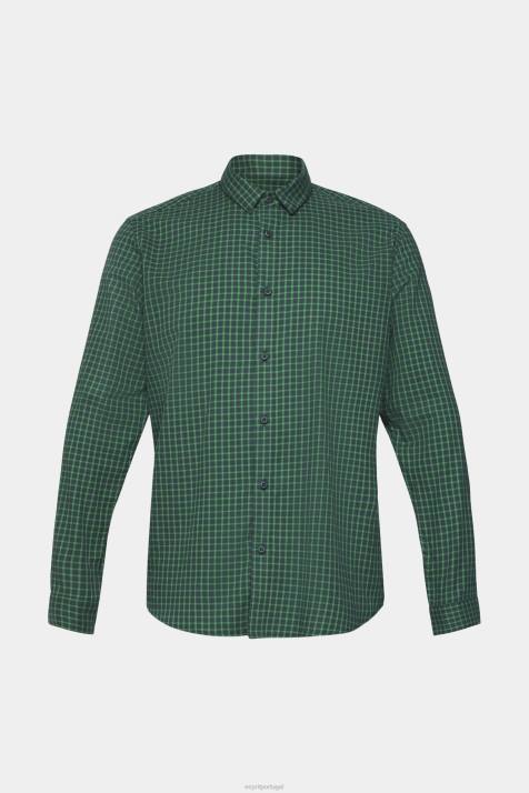 camisas verde escuro homens Esprit camisa xadrez slim fit NBHL688