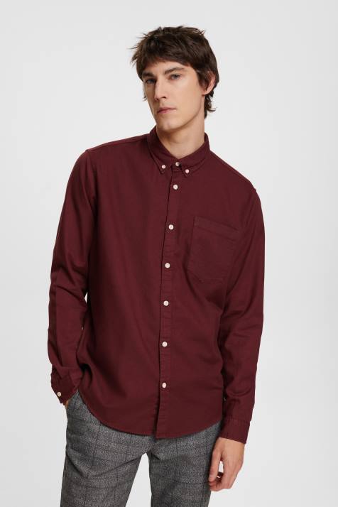 camisas vermelho bordeaux homens Esprit camisa de algodão com botões NBHL814