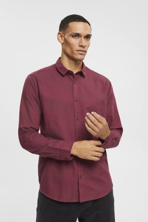 camisas vermelho bordeaux homens Esprit camisa xadrez slim fit NBHL690