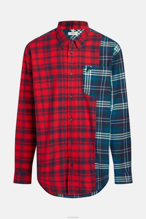 camisas vermelho homens Esprit camisa flanela patchwork xadrez misto NBHL790