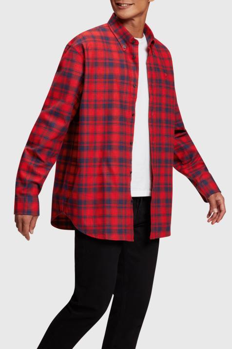 camisas vermelho homens Esprit camisa xadrez de flanela NBHL792