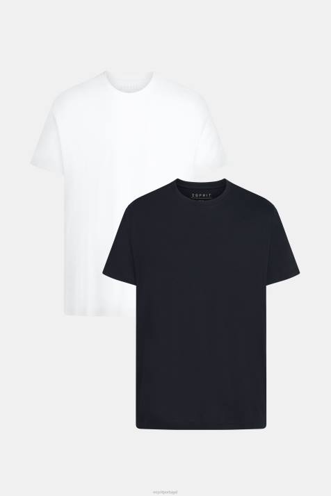 Camisetas Preto branco homens Esprit pack de duas camisetas de algodão com gola redonda NBHL857