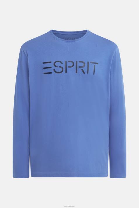 Camisetas azul homens Esprit camiseta com estampa de logo NBHL867