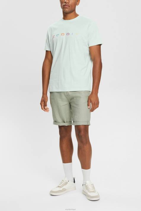 Camisetas azul pastel homens Esprit camiseta jersey com logo bordado NBHL919