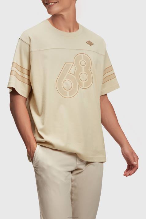 Camisetas bege claro homens Esprit camiseta com estampa gráfica de manga listrada NBHL805