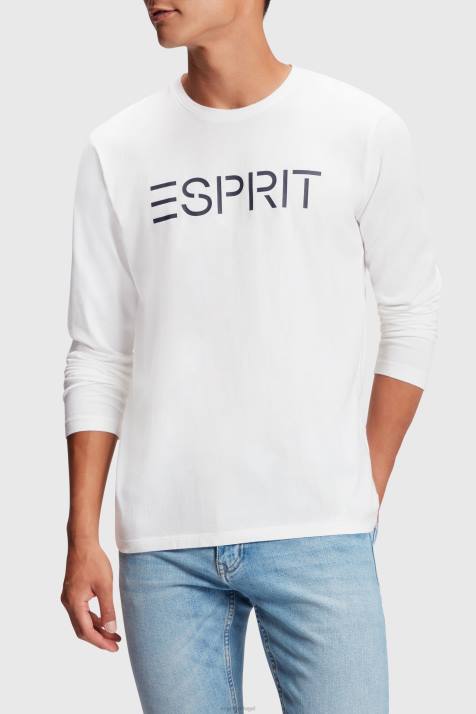 Camisetas branco homens Esprit camiseta com estampa de logo NBHL864