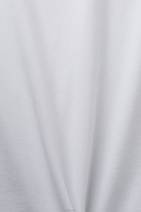Camisetas branco homens Esprit camiseta com estampa frontal, 100% algodão NBHL738