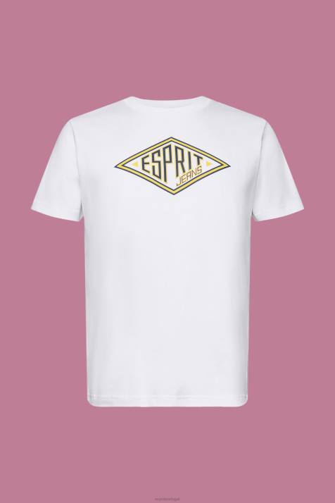 Camisetas branco homens Esprit camiseta de algodão com estampa de logo NBHL624