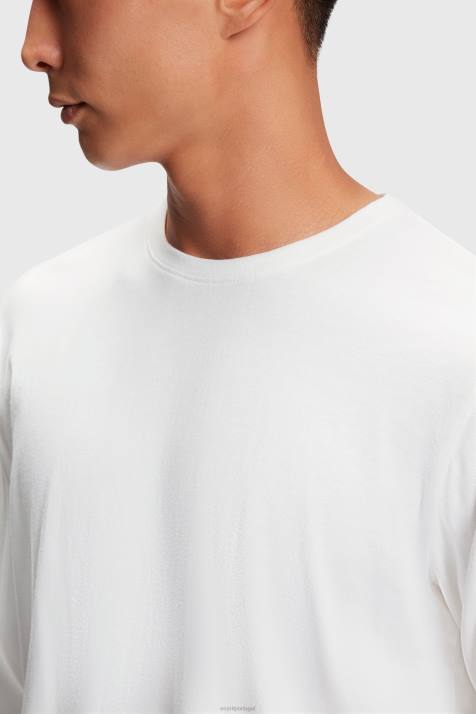 Camisetas branco homens Esprit camiseta regular de jérsei sólido NBHL859