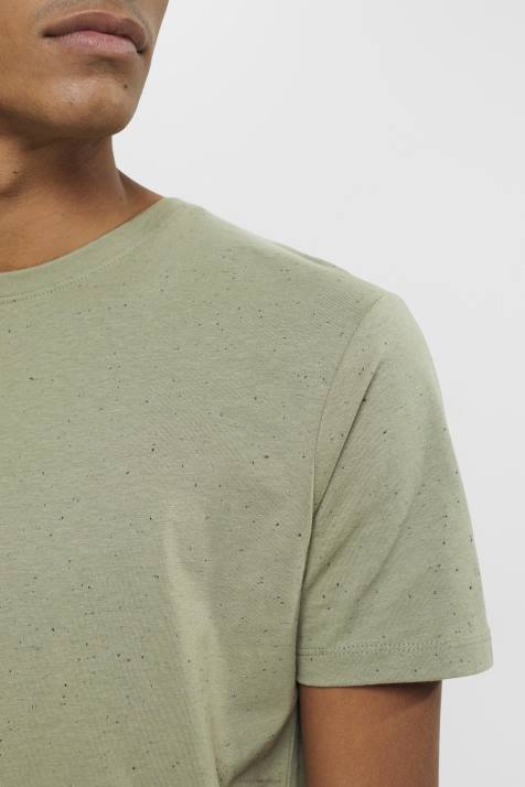 Camisetas cáqui claro homens Esprit camiseta de jersey manchada NBHL780