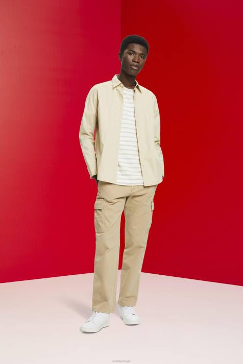 Camisetas cinza claro homens Esprit camiseta listrada de algodão sustentável NBHL704