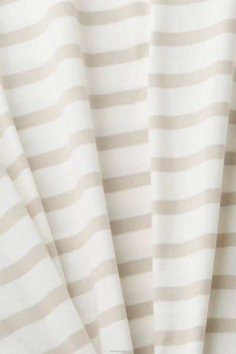 Camisetas cinza claro homens Esprit camiseta listrada de algodão sustentável NBHL704