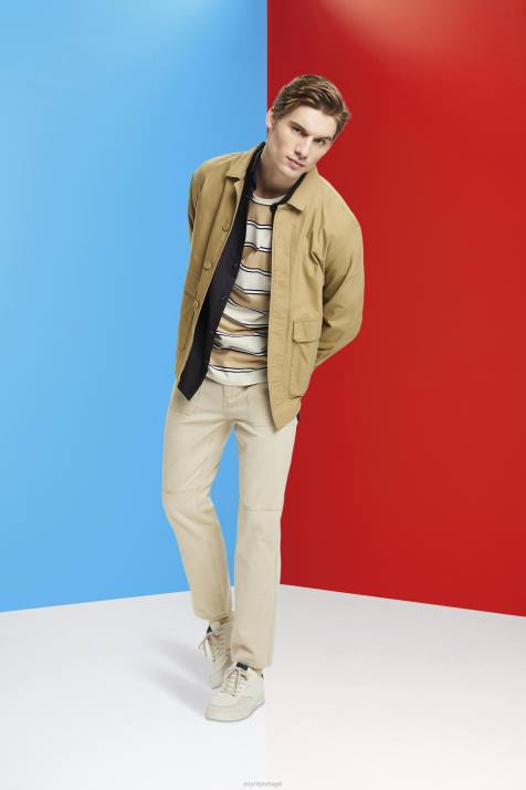 Camisetas gelo homens Esprit camiseta listrada de algodão sustentável NBHL707