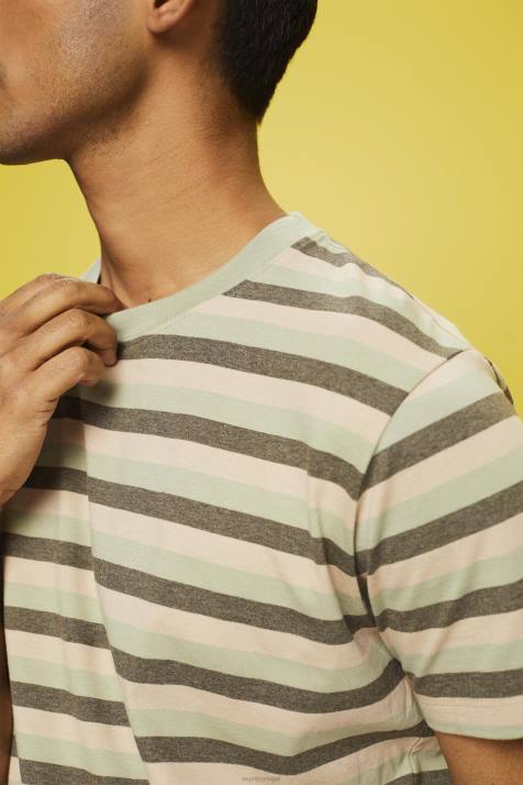 Camisetas luz verde homens Esprit camiseta listrada em jersey, 100% algodão NBHL735